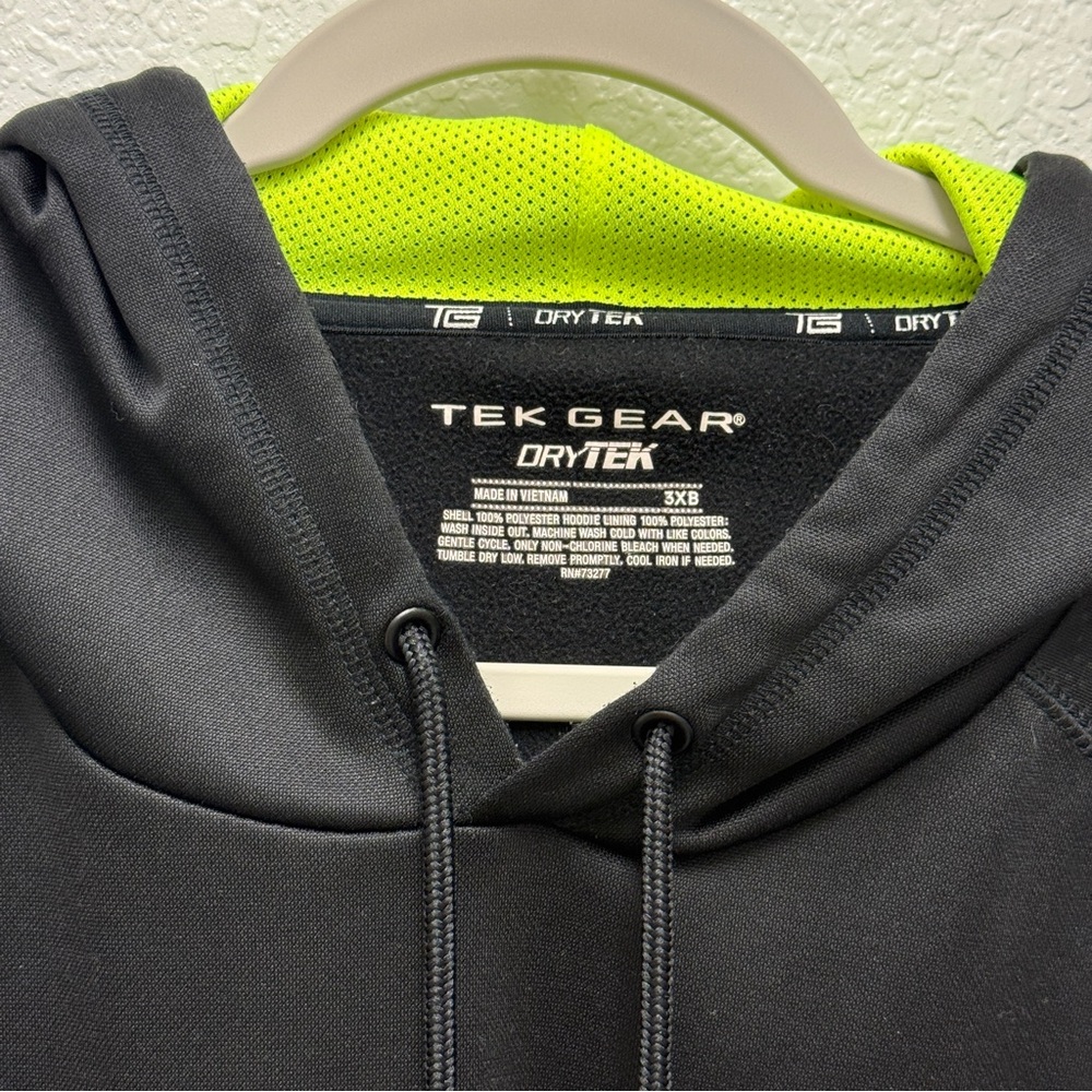 Men’s Size 3XB Tek Gear DryTek Black Pullover Hoodie Hooded Sweatshirt - Picture 3 of 3